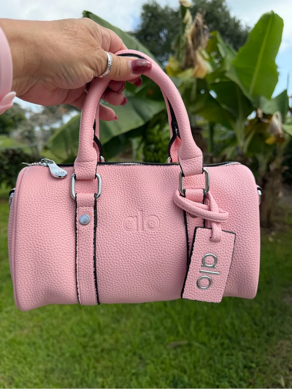 ALO Yoga Pink Mini Barrel Bag with Branded Tag and Wallet